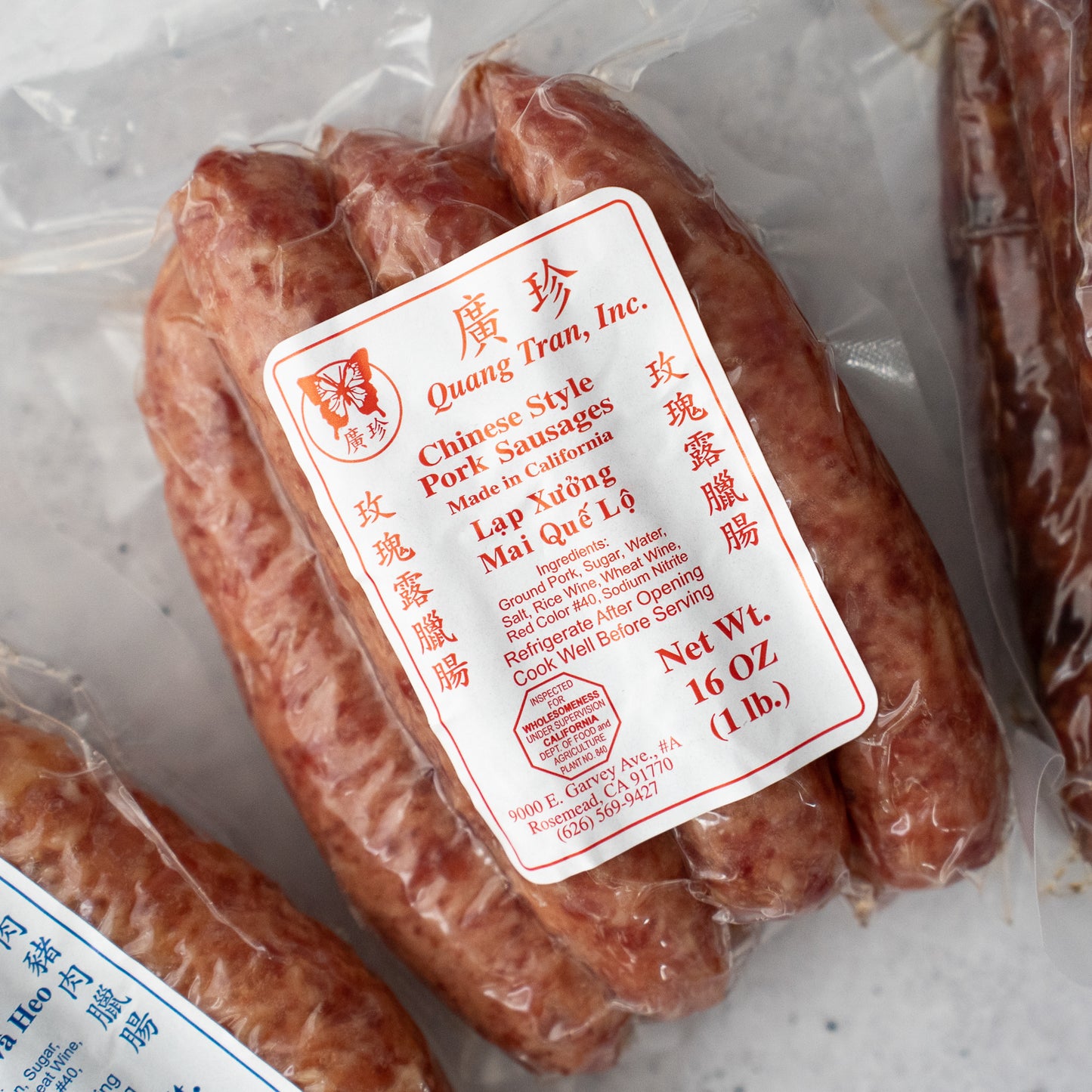 Pork Chinese Style Sausage / Lập Xưởng Mai Quế Lộ (Heo) / 玫瑰露臘腸 (豬肉)
